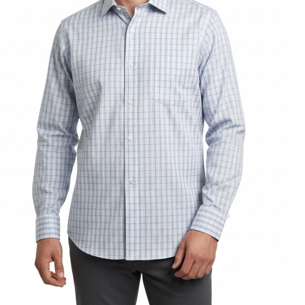 Van Heusen Men's Blue White‎ Check Dress Shirt Size S Long Sleeve Button Up NWT